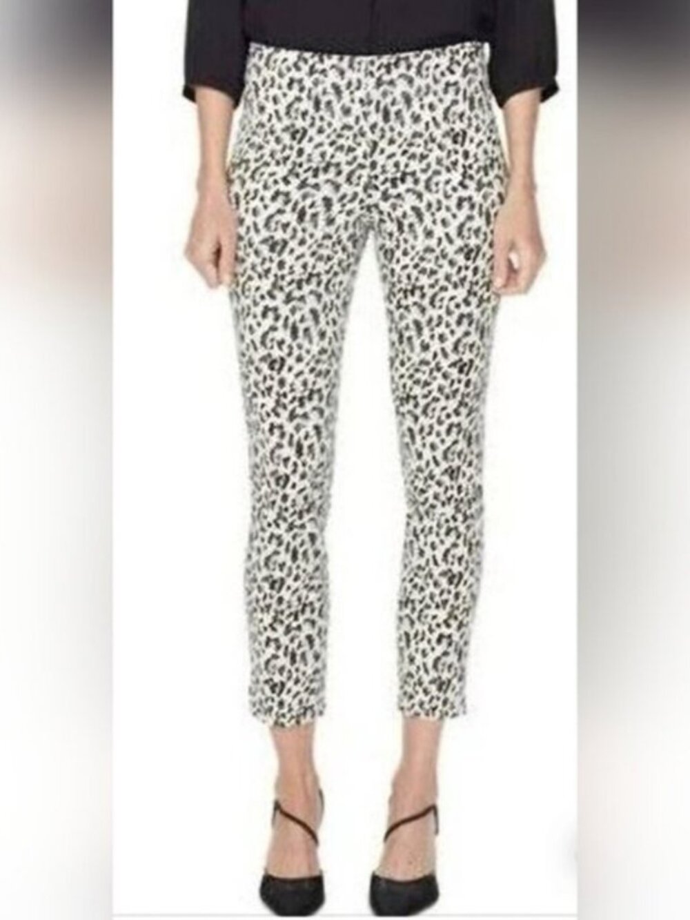 NYDJ Cropped Leopard-Print Skinny Pants - White & Black